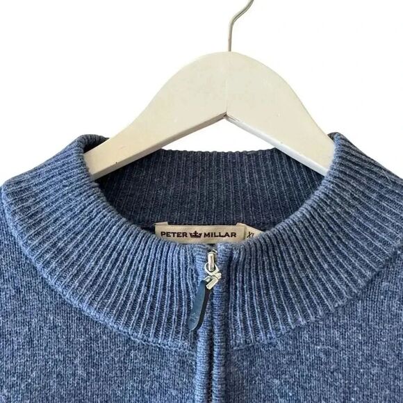 Peter Millar Striped Quarter-Zip Mock Turtleneck Sweater Merino Wool SZ XL #2320 - Picture 2 of 12
